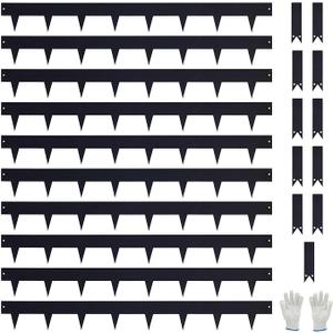 Pmango 10-Pack Galvanized Steel Landscape Lawn Edging 4.5 inch Height Black