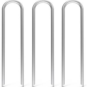 MySit 12 Inch 50 Pack Heavy Duty U Shaped Garden Stakes, 11 Gauge Galvanized Fence Stakes Landscape Staples Metal Yard Stakes for Ground, Drip Hose, Inflatables, Outdoor Decorations