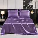 Bedding_Dreamer Satin Comforter Set King Size, 8 Piece Bed in a Bag Lavender with Sheets, Silky Soft Polyester Satin Bedding Set, Lightweight, 16 Inch Deep Pocket, Soft Glam Style