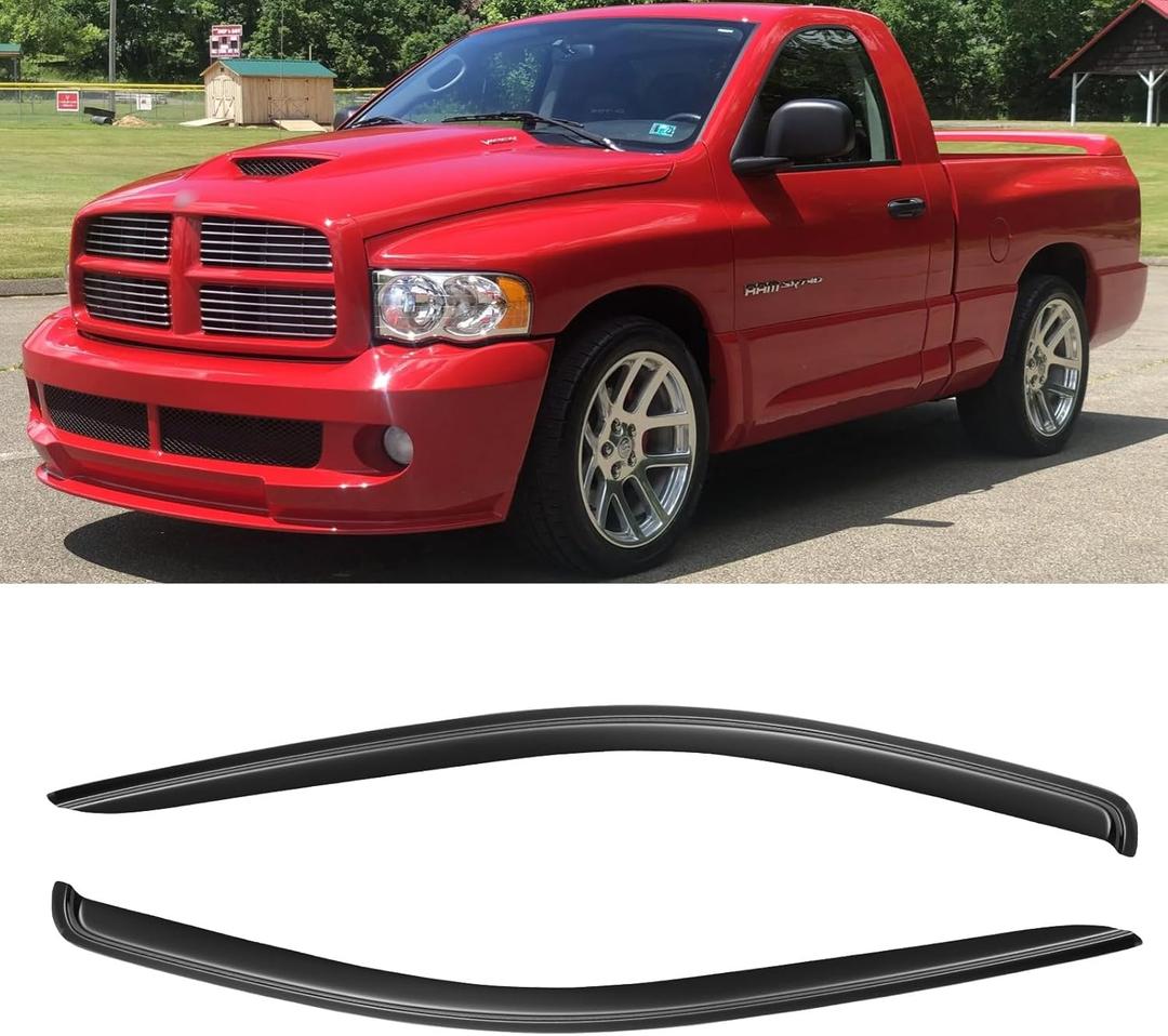 Window Rain Guards Visors for 2002-2008 Dodge Ram 1500, Out-Channel Window Vent Wind Deflectors Shades for 2003-2009 Ram 2500 3500 Standard Cab