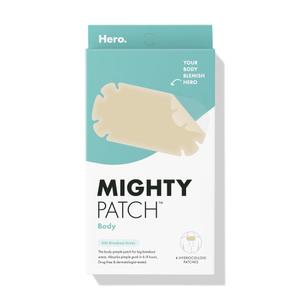 Mighty Patch Hero Cosmetics Body Patch The XXL Hydrocolloid Patch for Bacne, Chestne, and Other Body Breakouts. Derm-Tested. Medical-Grade Hydrocolloid. Absorbs Pimple Gunk in 6-8 Hours, 4ct