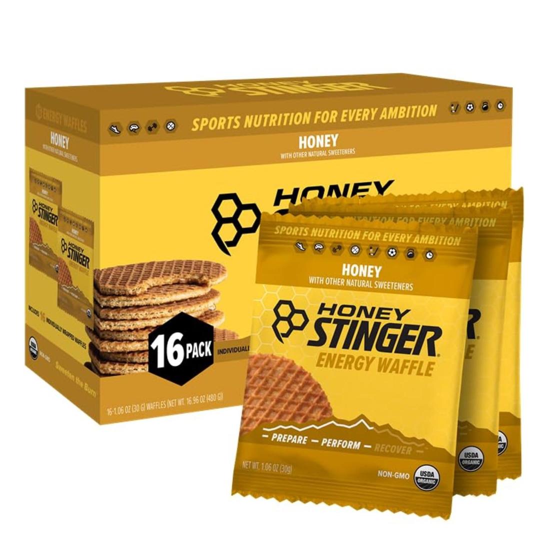 Honey Stinger Organic Honey Waffle, Energy Stroopwafel for Exercise, Endurance and Performance, Sports Nutrition for Home & Gym, Pre and Post Workout, Box of 16 Waffles, 16.96 Ounce (Pack of 16) Best By August 02, 2026