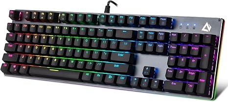 CHONCHOW Full Size Mechanical Keyboard Gaming with Red Switches, Wired USB 104 Keys RGB Gaming Keyboard Backlit with Number Pad/Anti-Ghosting for Xbox PS4 PS5 Mac PC Laptop Gamer-Black