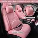 Pink Car Seat Covers Full Set, Breathable Leather Automotive Front and Rear Seat Covers & Headrest, Universal Automotive Vehicle Seat Cover for Most Sedan SUV Pick-up Trucks