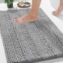 Yimobra Bathroom Rug Mat 36 x 24, Non Slip and Super Absorbent Bath Mat,Machine Washable Quick Dry,Ultra Plush Chenille Shower Rugs for Bathroom Floor Sink Tub and Shower Outside,Gray (Grey)
