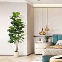 Realead 6ft Fiddle Leaf Fig Tree Artificial with Tall Exquisite Planter - Tall Faux Fiddle Leaf Fig Tree with Natural Trunk and Lifelike Leaves - Fake Fig Tree for Home Living Room Indoor Decor