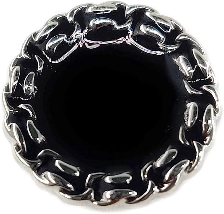 Classic Silver Metal Base Black Enamel Sewing Shank Buttons 20 Pcs - 15mm, 5/8"