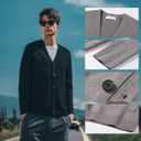 New Sweater V-Neck Solid Color Cardigan Sweater Men's Lazy Style Jacket Clip (Black, XL)