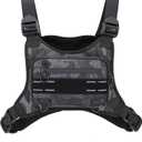 Muserise Sports Chest Bag For Men Women, Water Resistant Lightweight Front Chest Pack, Running Vest Bag With Built-In Phone Holder & Extra Storage For Workouts, Running, Cycling (Camo)