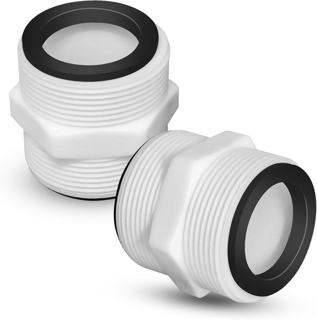 2Pcs 1.5to 1.5 Pool Hose Adapter, Pool Hose Connector Coupling Above Ground Pool Hose Adapter Compatible with Intex, Garden Hose Extender with 2 Rings Gaskets for 1.5 Inch Above Ground Pool Hose