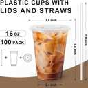 Lamosi 100 Pack 16 OZ Clear Plastic Cups with Lids and Straws, Disposable Iced Coffee Cups with Lids for To-Go Cold Drinks, Smoothies and Slushie