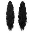 FESHFEN Ponytail Extensions, Long Claw Clip in Ponytail Hairpiece Synthetic Pony Tails Hair Piece Natural Wavy Hairpieces for Women, Black 25 inch