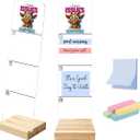 4 x Sticky Note Holder, Monitor Memo Board, Acrylic Post It Note Holder with Wooden Base, Includes 200 Notes, Desk Organizer, Funny Goat Quote “I Have Issues Surprise”, 11.8 x 3.1 inches
