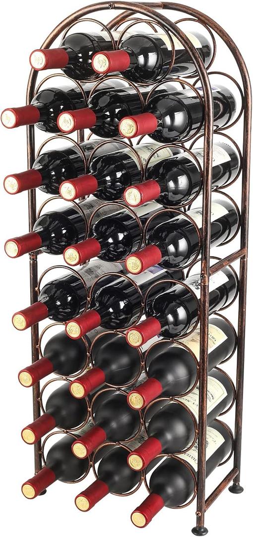 PAG 23 Bottles Arched Freestanding Floor Metal Wine Rack Wine Bottle Holders Stands, Antique Brown