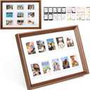 Mini 3 Inch Film Photo Frame for Fuji Polaroid Instax Mini 12/11/99/EVO Instant Camera, Wooden Frame Holds 2.2x3.4 Inches 10 Photos with Sticker for Wall & Tabletop Display (Only One)(Brown)