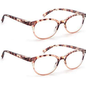 OLOMEE Reading Glasses Women Cute Small Round Readers +2.50 for Small Head/Petite Face,Tortoiseshell Lightweight Cheaters Reading Glasses w/Comfortable Spring Hinges 2 Pack, +1.25