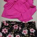 B2prity Women Plus Size Tankini Swimsuits Tummy Control Two Piece Bathing Suit Ruffled Flounce Swimwear with Shorts, (Hot Pink), Size 18W