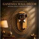 Handcrafted Wooden Ganesha Wall Decor Rattan Lattice Wall Hanging Spiritual Home Decoration Mandir Living Room Entrance Foyer Hallway Office Wall Art Traditional Indian Decorative Wall Accent Decorative Panel