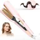 Waver Hair Tool,Mini Waver Curling IronCurling Iron Hair Crimper WaverIonic Deep Waver Curling Wand with Ceramic 2 Barrel for WomenDouble Voltage, Easy to Use, Pink, 1.25 Inch