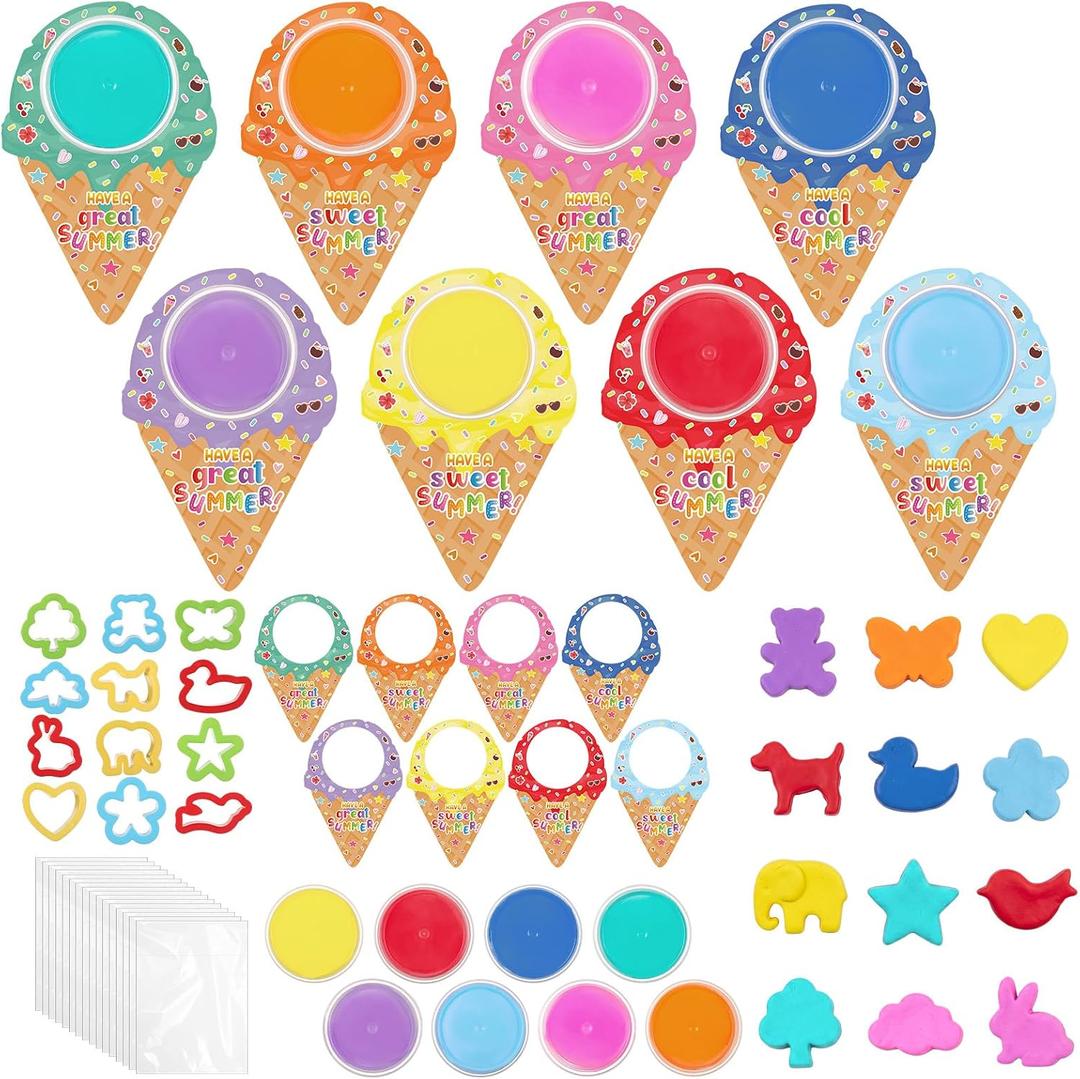 Vertintong 30 Pcs Ice Cream Theme Summer Air Dry Clay Craft Kit - DIY Classes Family Craft Nights Classroom Activities School Projects Great Gift Summer Art Supplies Birthday Party Favors, 4.72 x 3.15 inches