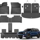 Floor Mats Custom Fit for Kia Sorento 2021-2025 2026 6&7 Seats (Not for Hybrid) Trunk Mat with Backrest Mat All Weather TPE Rubber Cargo Liner Back Seat Protector Full Set for Sorento Accessories