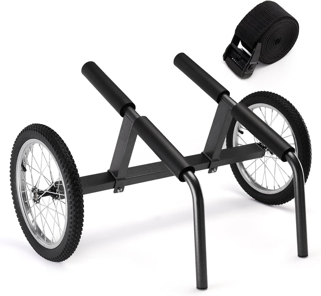 Kayak Beach Cart, SUP Cart,Width Adjustable Universal Canoe Dolly Heavy Duty Kayak Trolley with 16" Wheels, Sturdy 300 LBS Weight Capacity, B-Wide