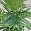 AnTing 4FT Artificial Golden Cane Palm Tree 15Leaves Faux Triple Tropical Palm Plants with Pot for Gift Home Office Decor Green (Set of 2)