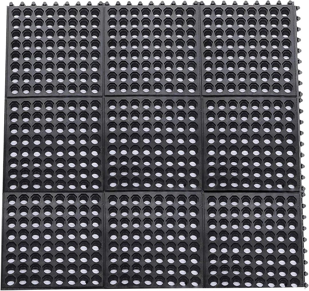 Yesland Anti-Fatigue Rubber Matting, 36 x 36 x 1/2 Inches, Black Dura Chef Anti-Slip Rubber Kitchen Mat/Restaurant Bar Floor Mats/Bath Mat for Wet Areas Garage Garden Use