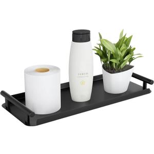 Toilet Paper Basket, Stainless Steel Toilet Tank Tray with Handle for Organizing - Toilet Paper Basket Storage for Toilet Tank, Bathroom, Kitchen Counter (Black)