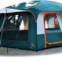 KTT Extra Large Tent 12-14 Person,Family Cabin Tents,2 Bay-Windows,2 Rooms and 3 Doors 3 Windows with Mesh,Waterproof,Straight Wall,Double Layer,Big Tent for Outdoor,Picnic,Camping