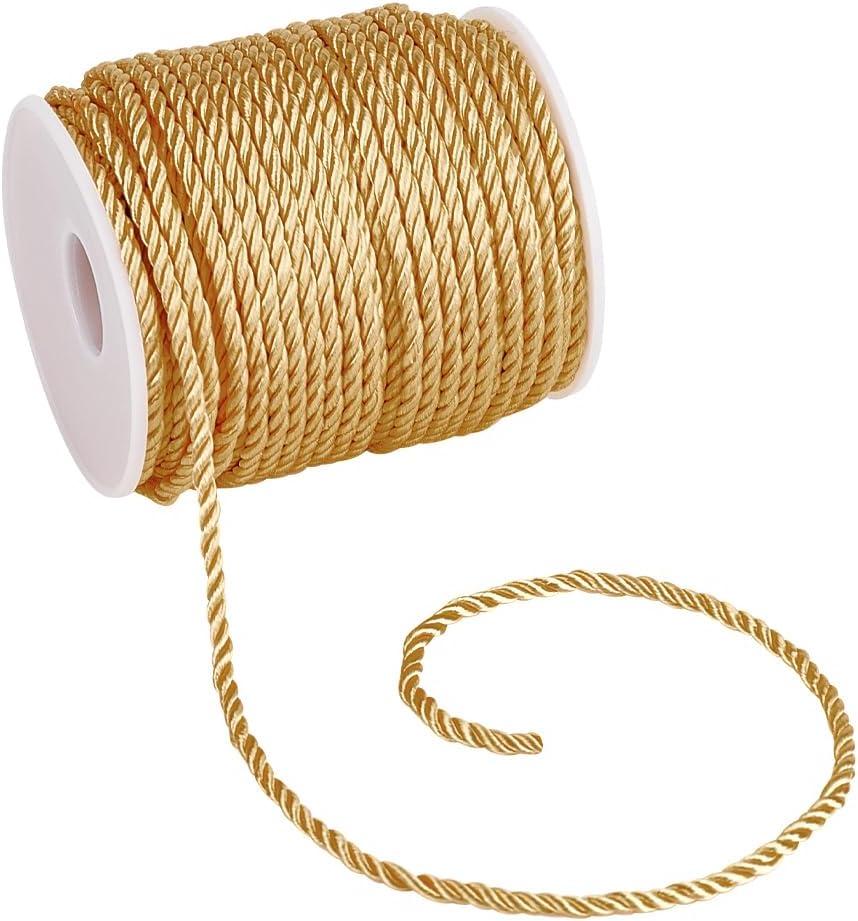 PH PandaHall 3mm Yellow Cord Trim 32 Yards Handmade Cording Window Bow Ties Crafts Rope Graduation Honor Cords for Lampshade Clothing Handfasting Braided Cord Decorative (Goldenrod)