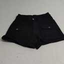 Women's Stretchy Jean Shorts Mid Waisted Twill Shorts Stretch Junior Booty Denim Shorts with Pockets Club Night (Medium, Black)