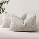 DEZENE Striped Throw Pillow Covers 12x20 Set of 2 Cream Grey Textured Boucle Chic Morden Boho Accent Farmhouse Rectangular Lumbar Decorative Couch Pillow Covers for Home Decor Bed Sofa Living Room