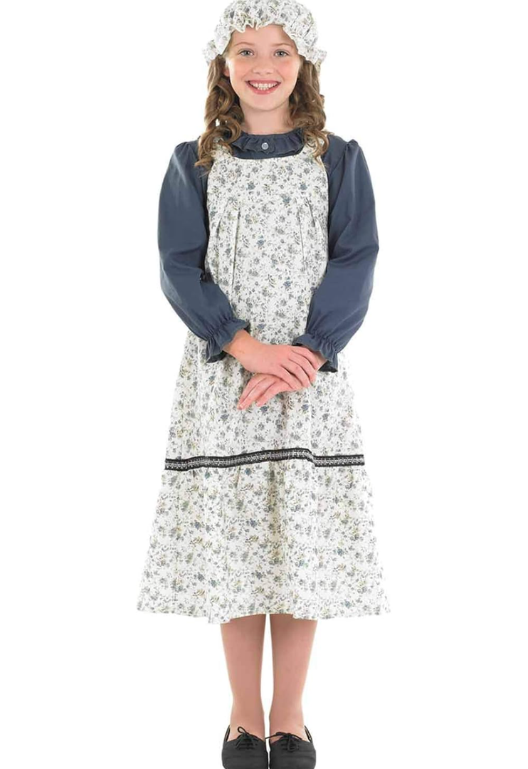 fun shack Pioneer Dress for Girls, Colonial Costume, Victorian Dress for Kids, Orphan Outfit for Girls XL