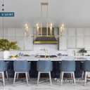 Gold Rectangular Chandelier 38in Linear Kitchen Island Chandelier Light Fixture 8 Light Gold Chandeliers Lighting for Kitchen Island Dining Room