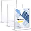 Hoewina Acrylic Sign Holder 5 x 7 Inch 3 Pack - Business & Store Sign Holders - Vertical Double-Sided Acrylic Stands