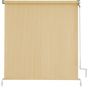 sunoff Outdoor Roller Shades, Cordless Patio Roller Up Blinds with Shade Cloth for Porch Gazebo Pergola Balcony Backyard, 2 Poles & 1 Fabric, Wheat, 72" Wx72 H