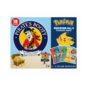 PIRATE'S BOOTY Pokémon Aged White Cheddar Rice & Corn Puffs, 0.5 oz Bags (18 Count), 3 Pack BBD: 01-26-26