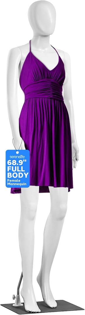 SereneLife 68.9" Female Mannequin Full Body Dress Form  Realistic Manaquins Body with Adjustable Arms Legs & Rotating Head  Detachable Torso Stand for Sewing Fashion Display Boutique or Retail Use
