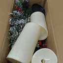 Christmas Candle Holder with 3 Electric Candles, Tabletop Decoration for Christmas Home Decor, Holiday Party Table Decorations Candle Holder with Pine Cone, Red Ball, Pine Needle