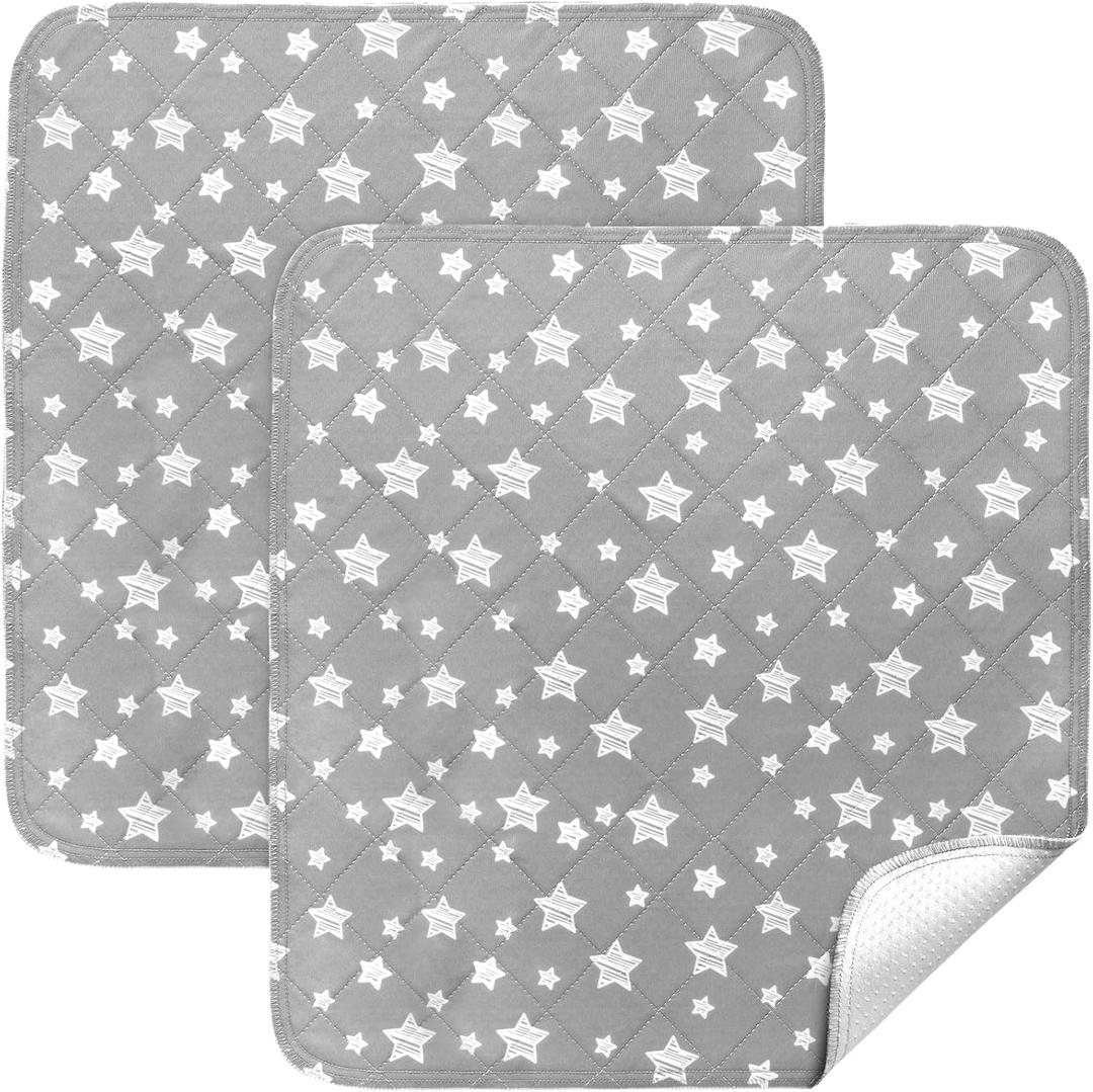Waterproof Bed Pads Washable, Absorbent Chuck Pads Non Slip for Incontinence, Waterproof Mattress Protector for Seniors, Bedwetting Kids, Hospitals, Pets, 21"x22" 2 Pack (Gray Star)