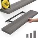 BAYKA Floating Shelves, 22.5" Wall Mounted Wood Shelves for Bathroom, Bedroom, Living Room, Kitchen, Hanging Shelf for Books/Storage/Decor (Grey,Set of 2) (D. Grey - Industrial Edge Style)