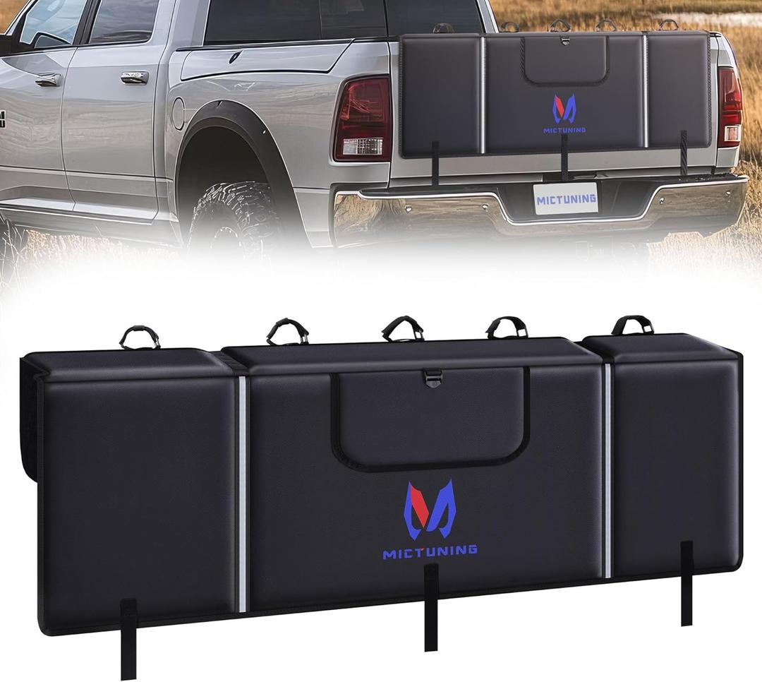 MICTUNING Tailgate Bike Pad for Mountain Bike, Secure 5 Bikes on Truck, ScratchResistant Tailgate Pad with Reflective Strips and Tool Pocket, for Outdoor Bicycle Transportation MICTUNING Tailgate Bike Pad for Mountain Bike, Secure 5 Bikes on Truck, ScratchResistant Tailgate Pad with Reflective Strips and Tool Pocket, for Outdoor Bicycle Transportation