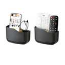 SUNFICON Wall Mount Remote Holder TV FAN Remote Control Holder Bedside Caddy Wall Organizer Phone Holder for Office Adhesive Media Player Controller Holder Box Tray Home Desk Nightstand 2 PACK BLACK