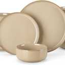 vancasso PLAYA Ceramic Plates and Bowls Sets, 18 Pieces Brown Dinnerware Sets for Kitchen, Reactive Glaze Dishes Set for 6, Dishwasher and Microwave Safe