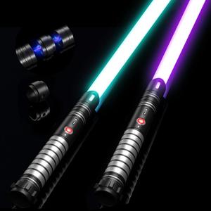 2-in-1 Detachable Lightsaber Toy - 20 Colors, 4 Modes & Sounds, Type-C Rechargeable, Real Lightsaber for Kids and Adults Cosplay (Silver Ring), 32.5 inches