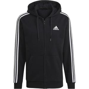 adidas mens Essentials Fleece 3-stripes Full-zip Hoodie Black Large