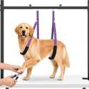 H-Shape Dog Grooming Arm for Table, 42" H, 26-50" W, with Grooming Loop Set | Heavy Duty, Adjustable Clamp-On Grooming Stand, with Grooming Loop and Belly Strap Set for Home Use, Nail Trimming & Drying