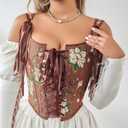 UTOWO Women Renaissance Floral Bodice Corset Tops Gothic Overbust Steampunk Bustier Leopard Bodyshaper (S)