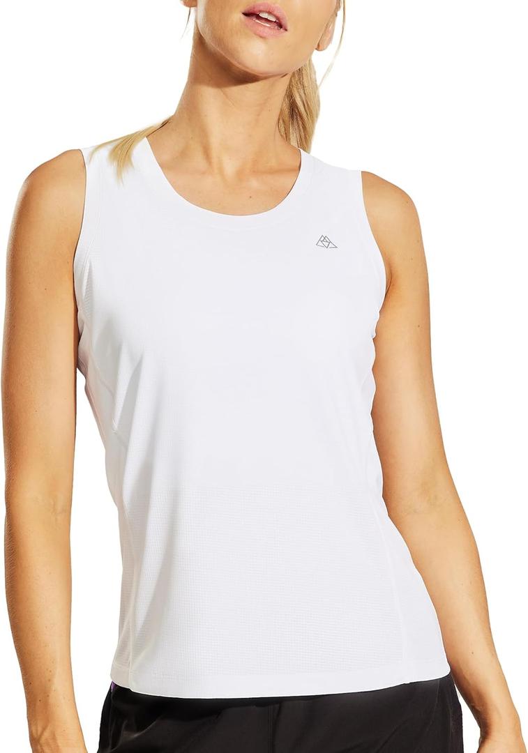 Haimont Women's Workout Tank Tops Mesh Quick Dry Sleeveless Shirts Athletic Shirts for Running Yoga Gym Large